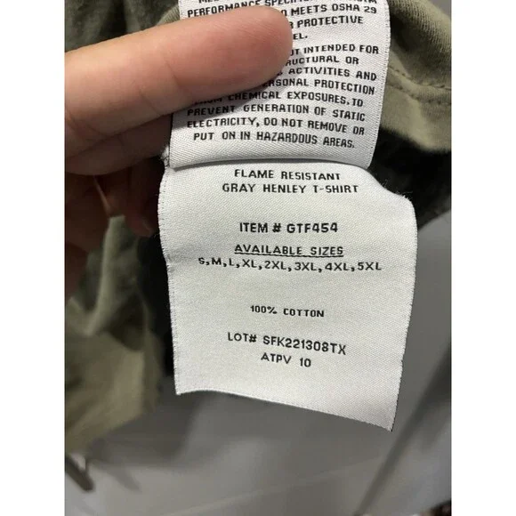 RASCO FR Flame Resistant Gray Henley Long Sleeve Work Shirt Men's L - Picture 6 of 8